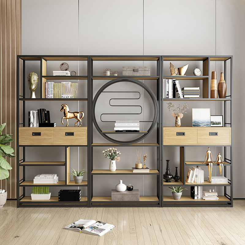Geometric Shelf Bookshelf Metal and Wooden Bookcase for Home Office