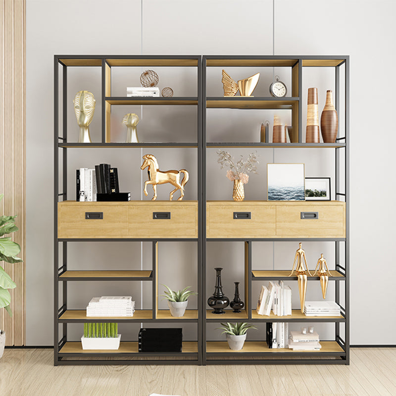 Geometric Shelf Bookshelf Metal and Wooden Bookcase for Home Office