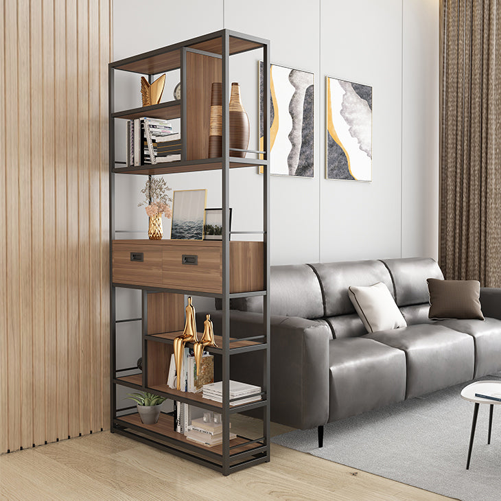 Geometric Shelf Bookshelf Metal and Wooden Bookcase for Home Office