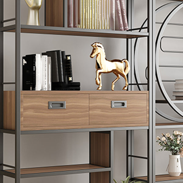 Geometric Shelf Bookshelf Metal and Wooden Bookcase for Home Office