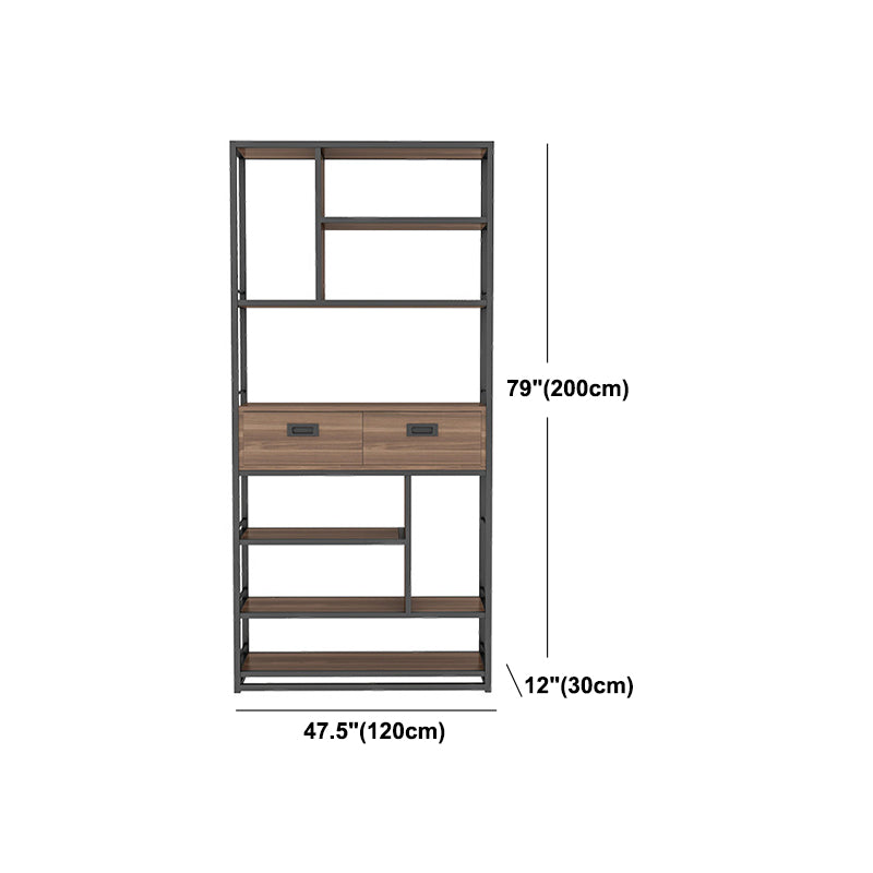 Geometric Shelf Bookshelf Metal and Wooden Bookcase for Home Office