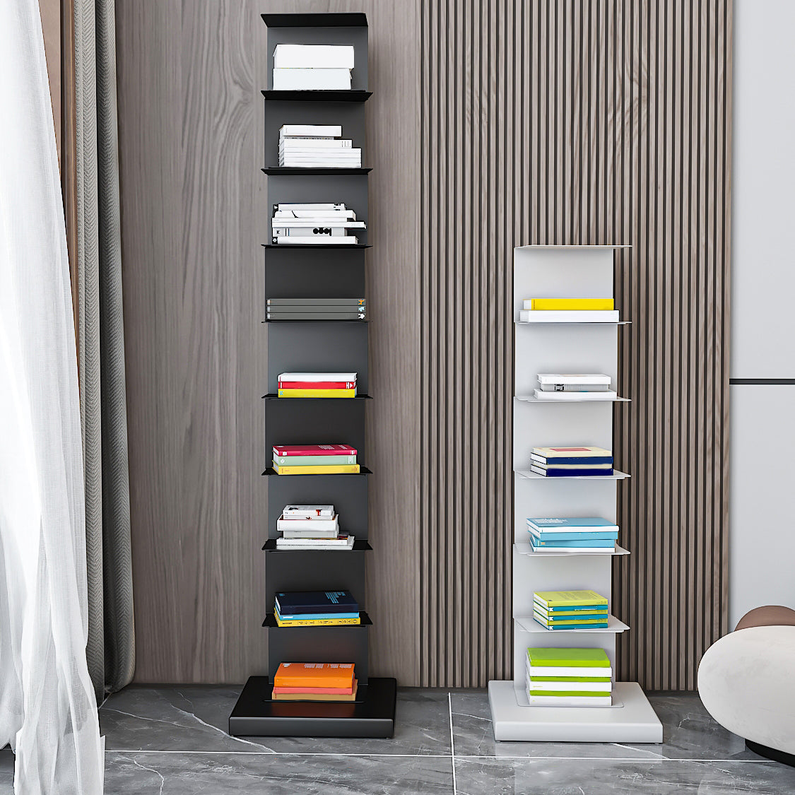 13.78"W Bookshelf Contemporary Style Invisible Bookcase for Home and Office