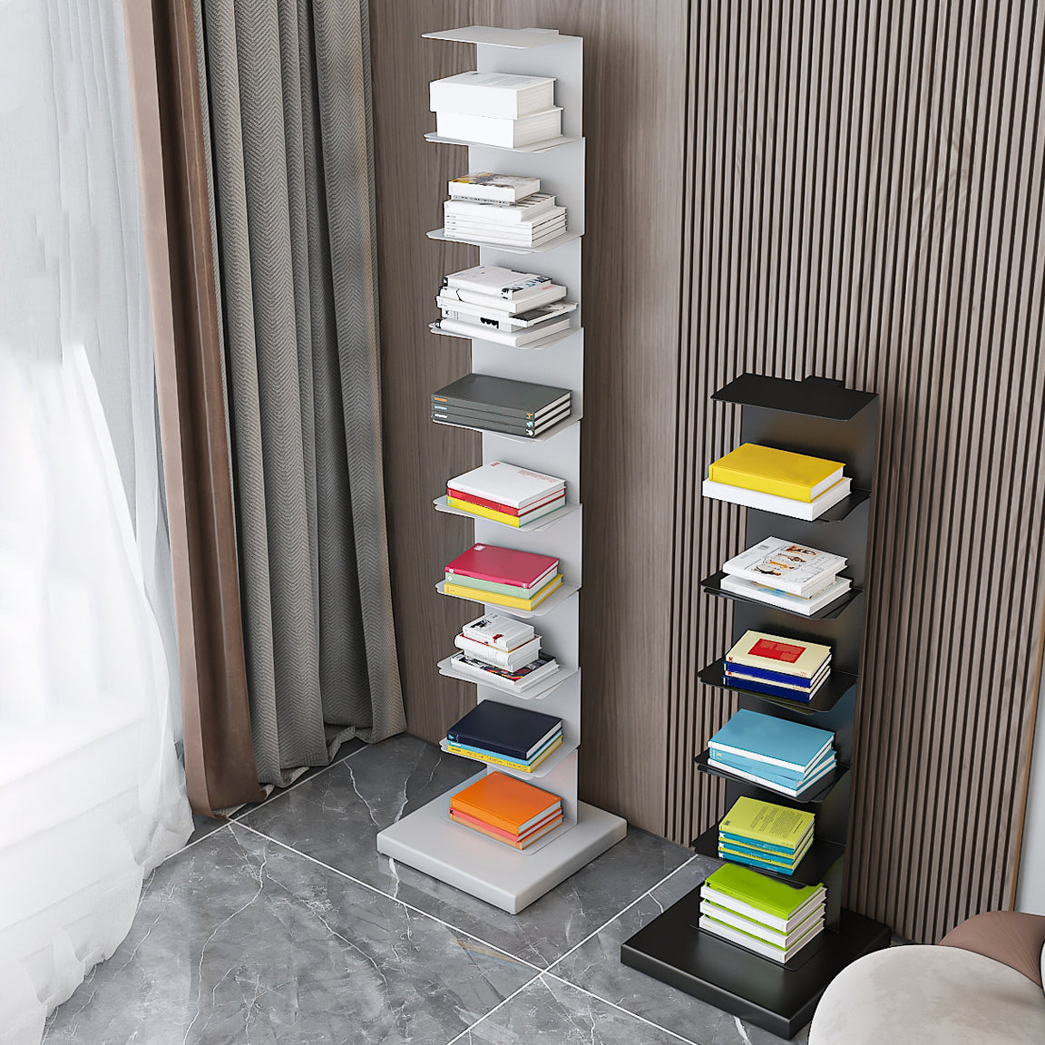 13.78"W Bookshelf Contemporary Style Invisible Bookcase for Home and Office