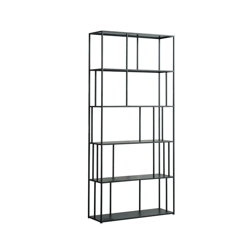 70.87"H Bookcase Black Open Back Modern Style Bookshelf for Home and Office