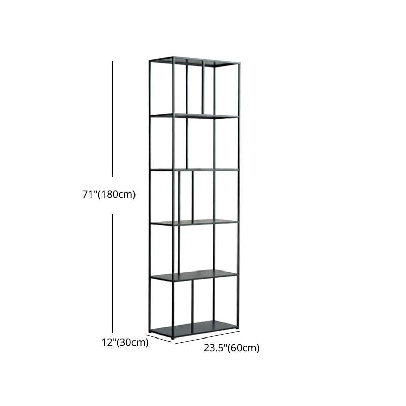 70.87"H Bookcase Black Open Back Modern Style Bookshelf for Home and Office