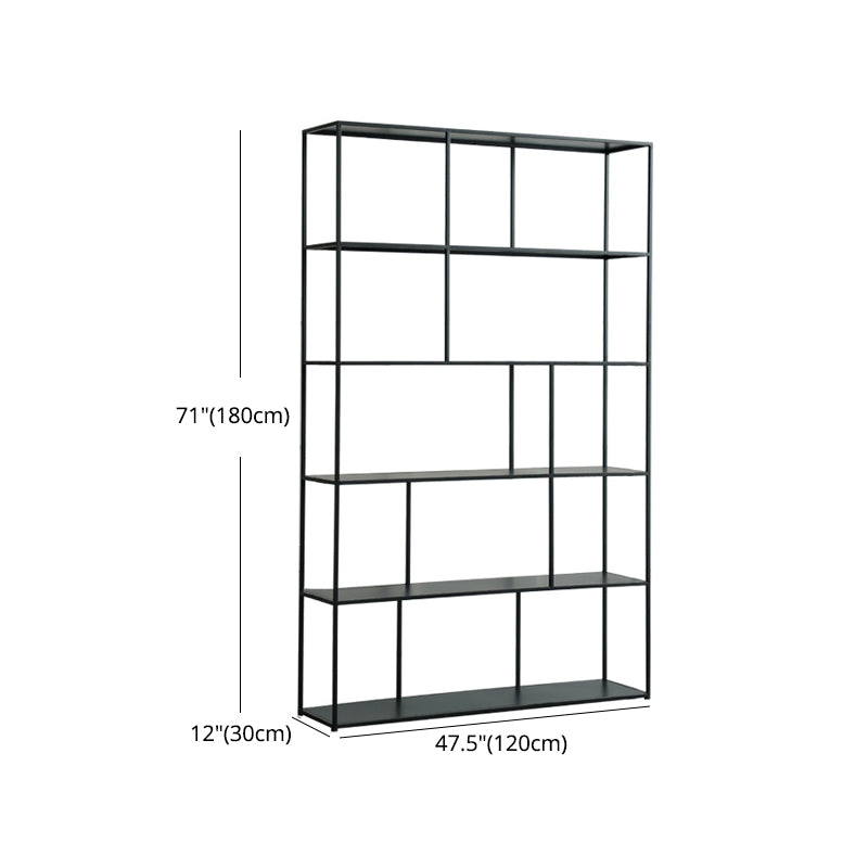 70.87"H Bookcase Black Open Back Modern Style Bookshelf for Home and Office