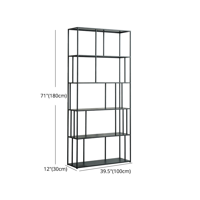 70.87"H Bookcase Black Open Back Modern Style Bookshelf for Home and Office