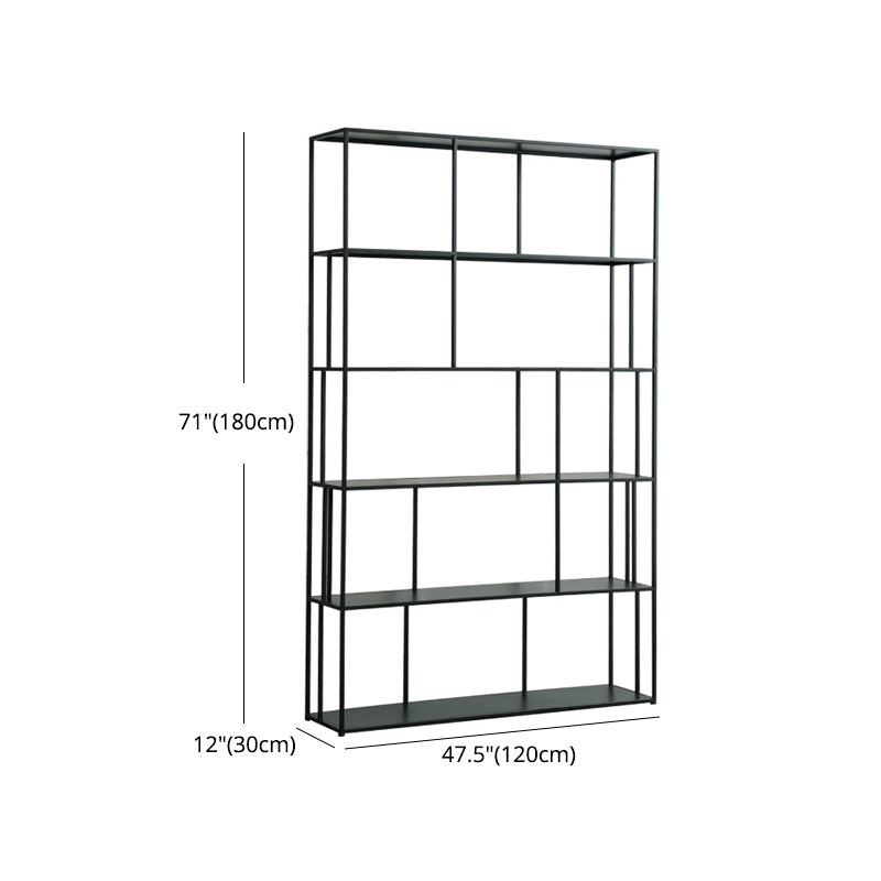 70.87"H Bookcase Black Open Back Modern Style Bookshelf for Home and Office