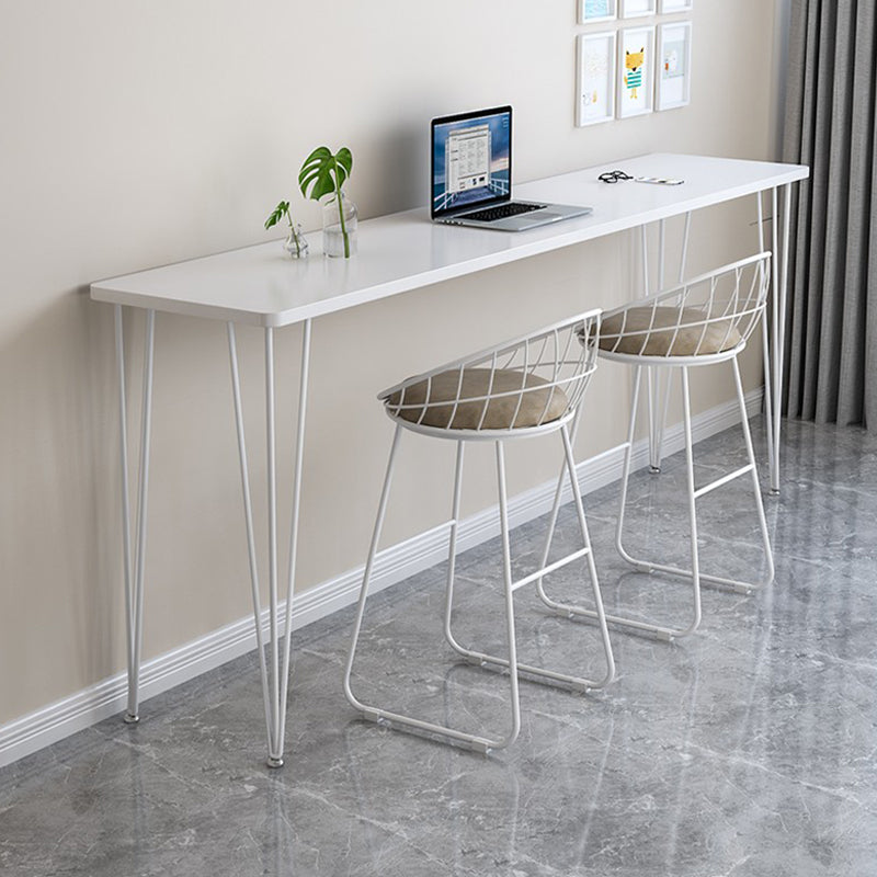 Wood Bar Dining Table Modern Rectangle Bar Table with 4 Legs Base for Milk Tea Shop