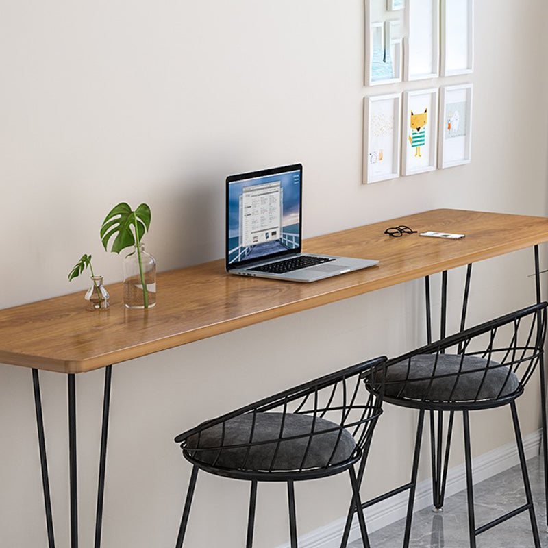 Wood Bar Dining Table Modern Rectangle Bar Table with 4 Legs Base for Milk Tea Shop