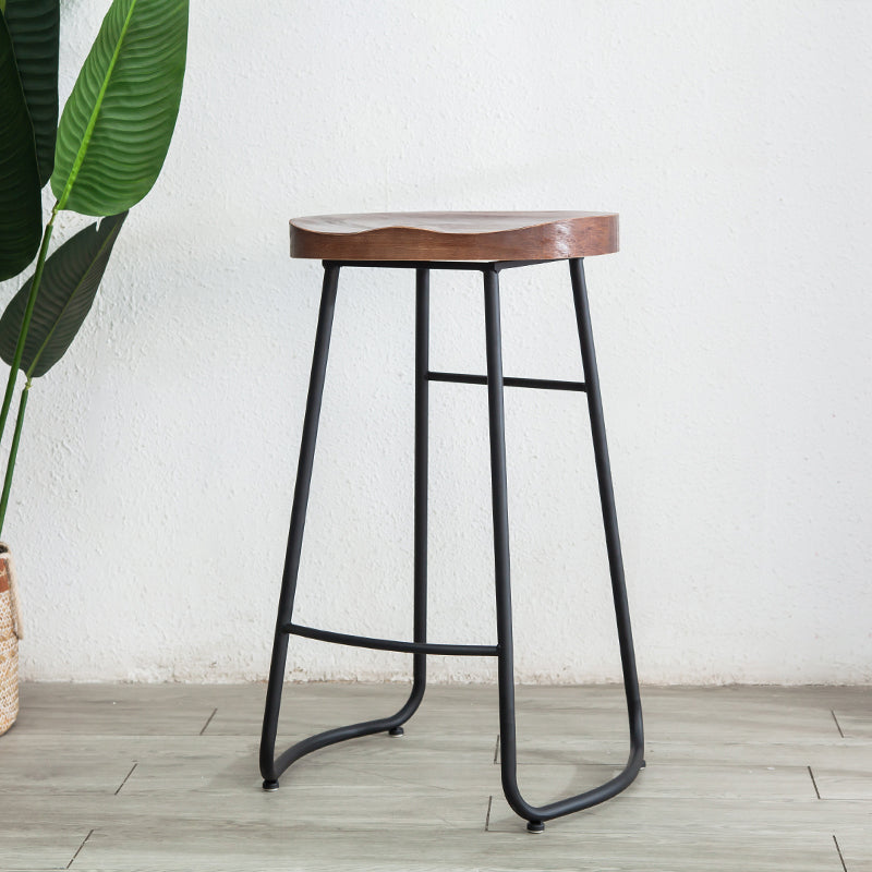 Contemporary Backless Solid Wood Bar Stool Matte Finish Indoor Stool