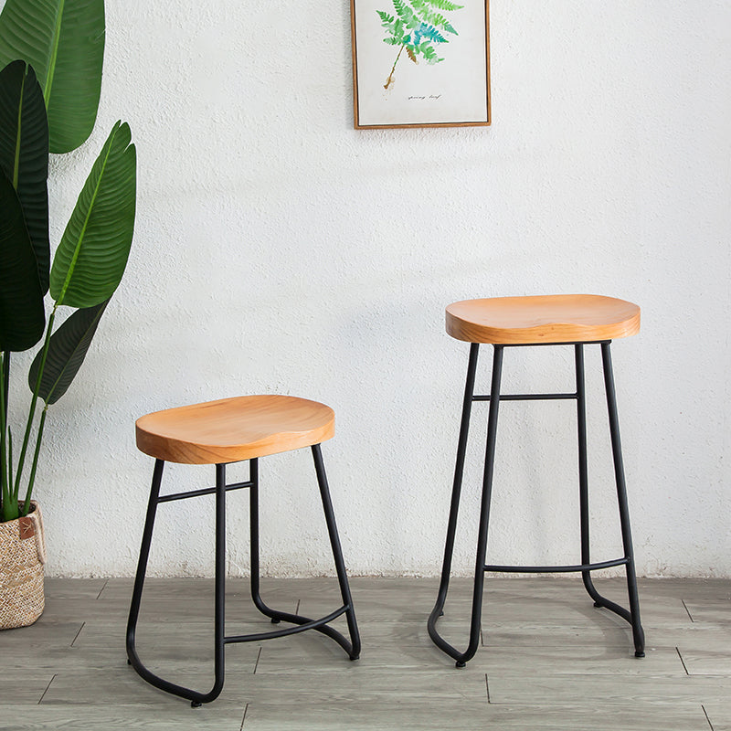 Contemporary Backless Solid Wood Bar Stool Matte Finish Indoor Stool