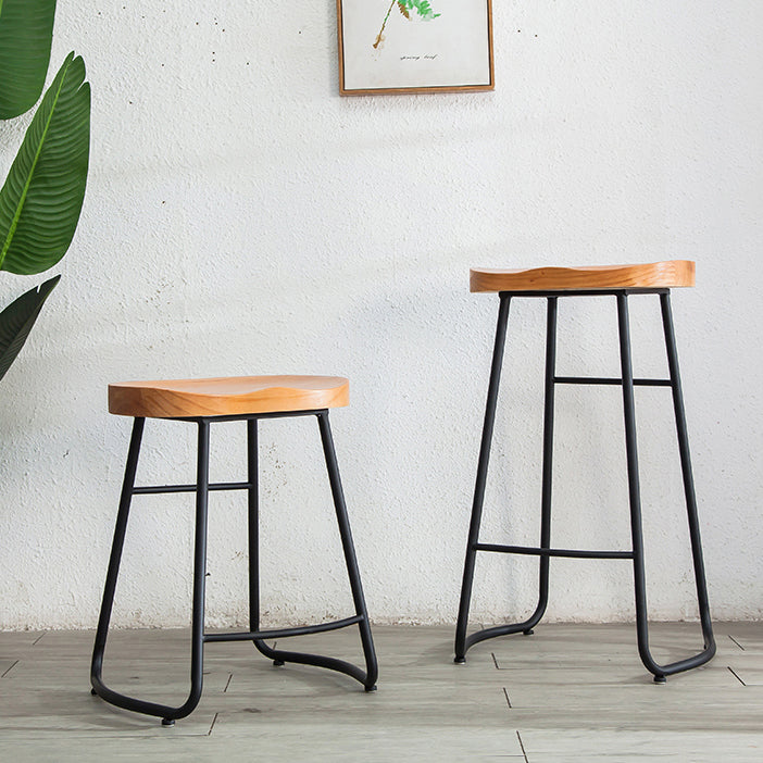 Contemporary Backless Solid Wood Bar Stool Matte Finish Indoor Stool
