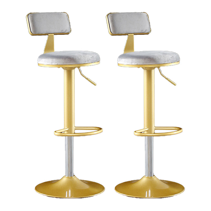 Glam Matte Finish Velvet Counter Stool Adjustable Height Footrest Barstool