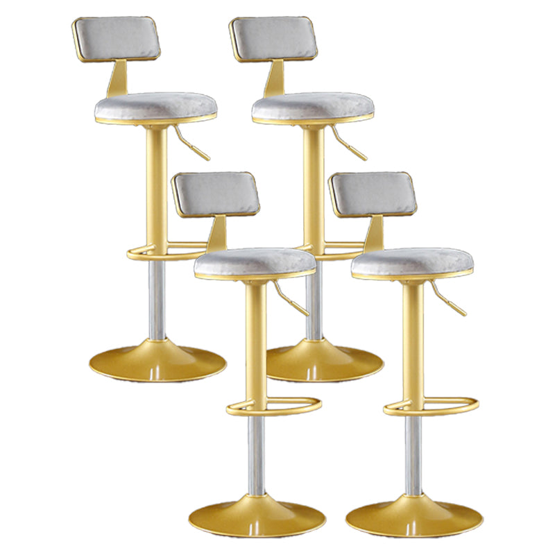 Glam Matte Finish Velvet Counter Stool Adjustable Height Footrest Barstool