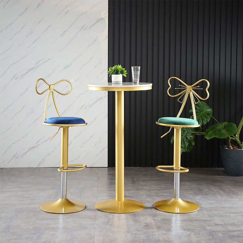 Glam Matte Finish Velvet Counter Stool Adjustable Height Footrest Barstool