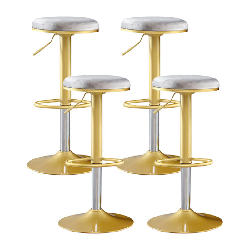 Glam Matte Finish Velvet Counter Stool Adjustable Height Footrest Barstool