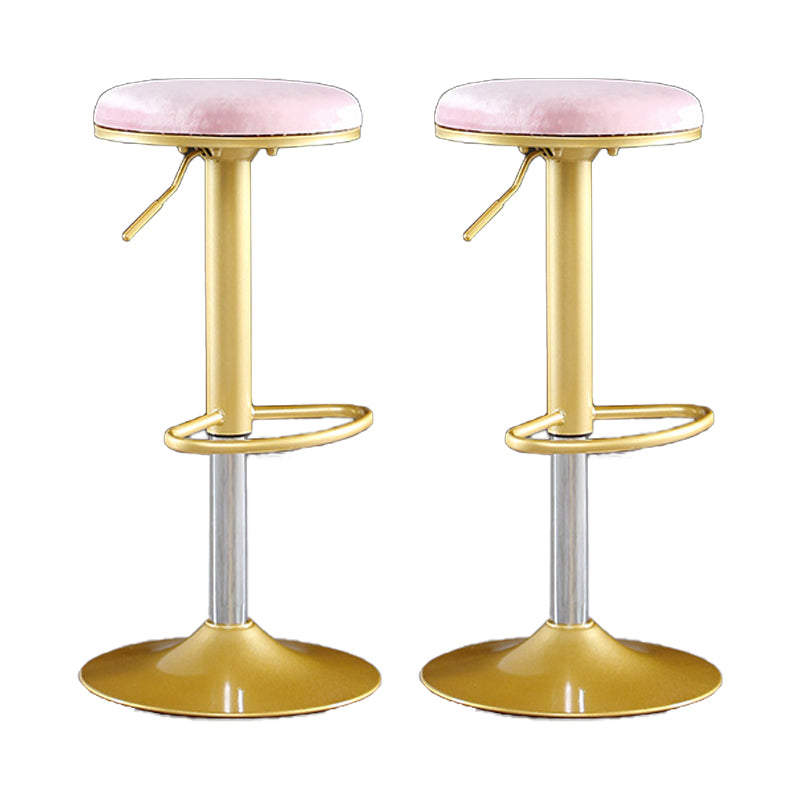 Glam Matte Finish Velvet Counter Stool Adjustable Height Footrest Barstool