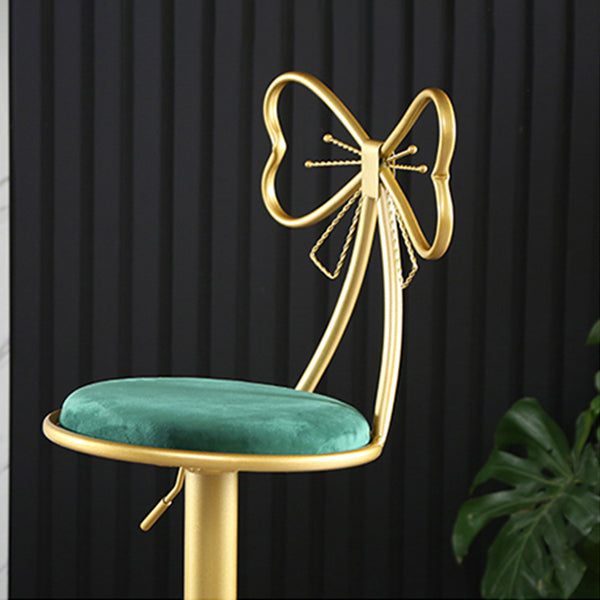 Glam Matte Finish Velvet Counter Stool Adjustable Height Footrest Barstool
