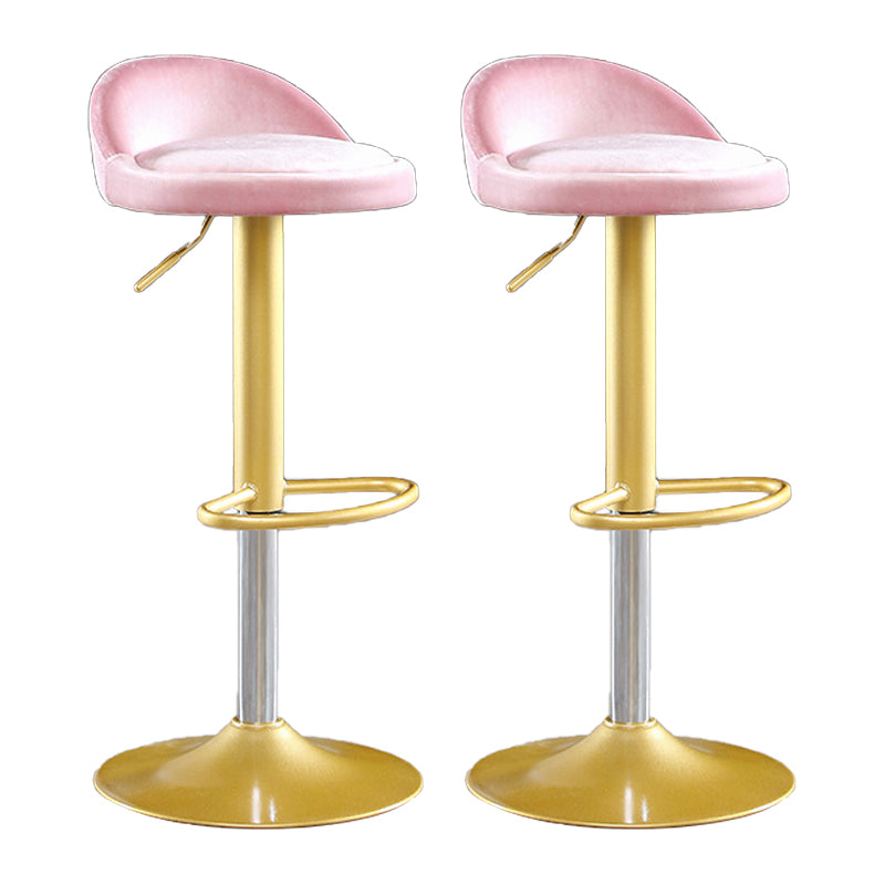 Glam Matte Finish Velvet Counter Stool Adjustable Height Footrest Barstool