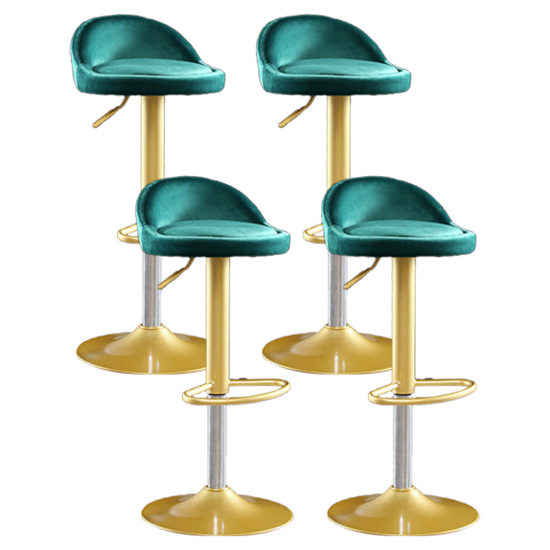 Glam Matte Finish Velvet Counter Stool Adjustable Height Footrest Barstool