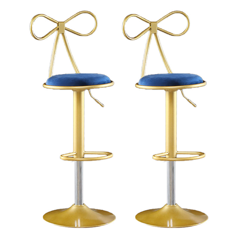 Glam Matte Finish Velvet Counter Stool Adjustable Height Footrest Barstool