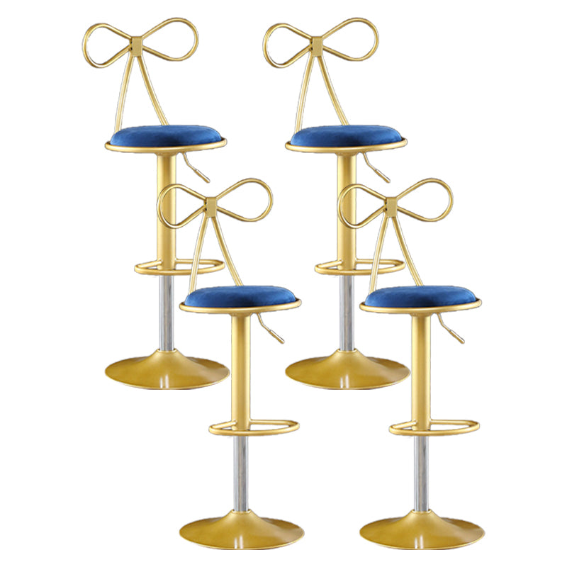 Glam Matte Finish Velvet Counter Stool Adjustable Height Footrest Barstool
