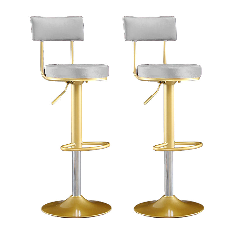 Glam Matte Finish Velvet Counter Stool Adjustable Height Footrest Barstool