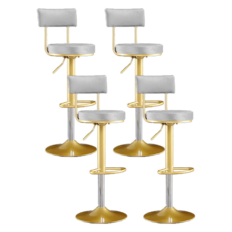 Glam Matte Finish Velvet Counter Stool Adjustable Height Footrest Barstool