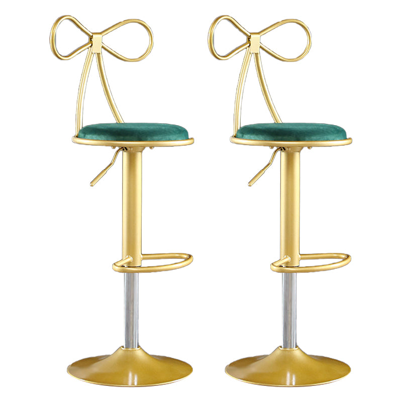 Glam Matte Finish Velvet Counter Stool Adjustable Height Footrest Barstool