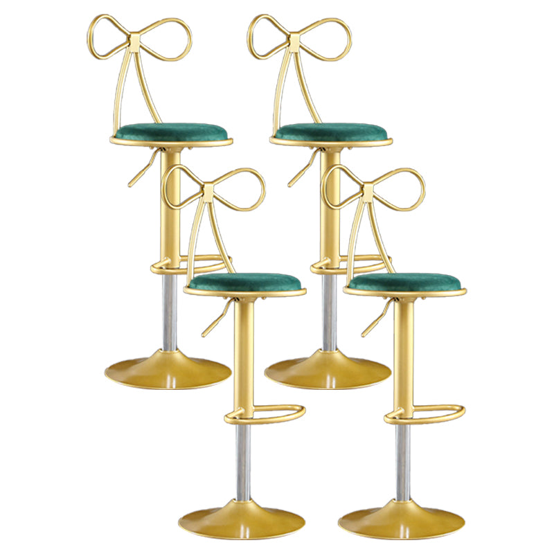 Glam Matte Finish Velvet Counter Stool Adjustable Height Footrest Barstool