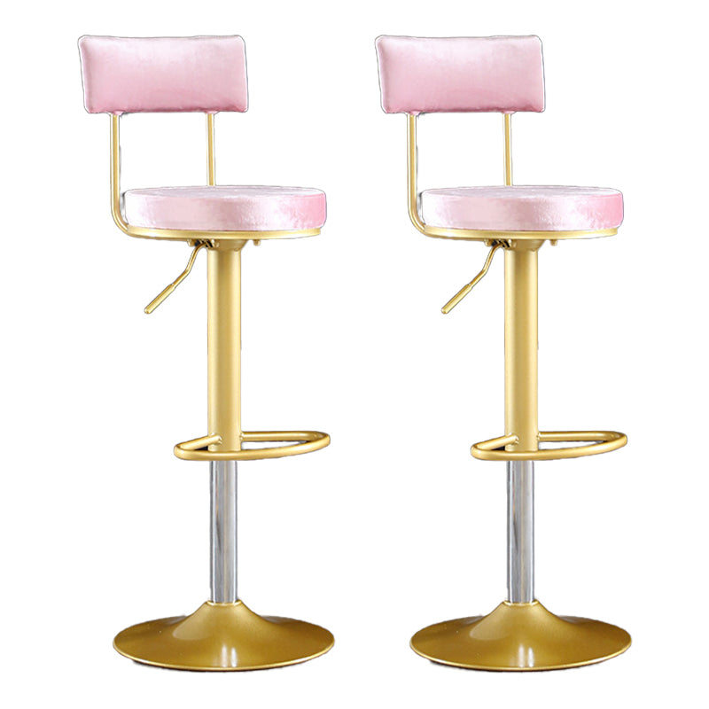 Glam Matte Finish Velvet Counter Stool Adjustable Height Footrest Barstool