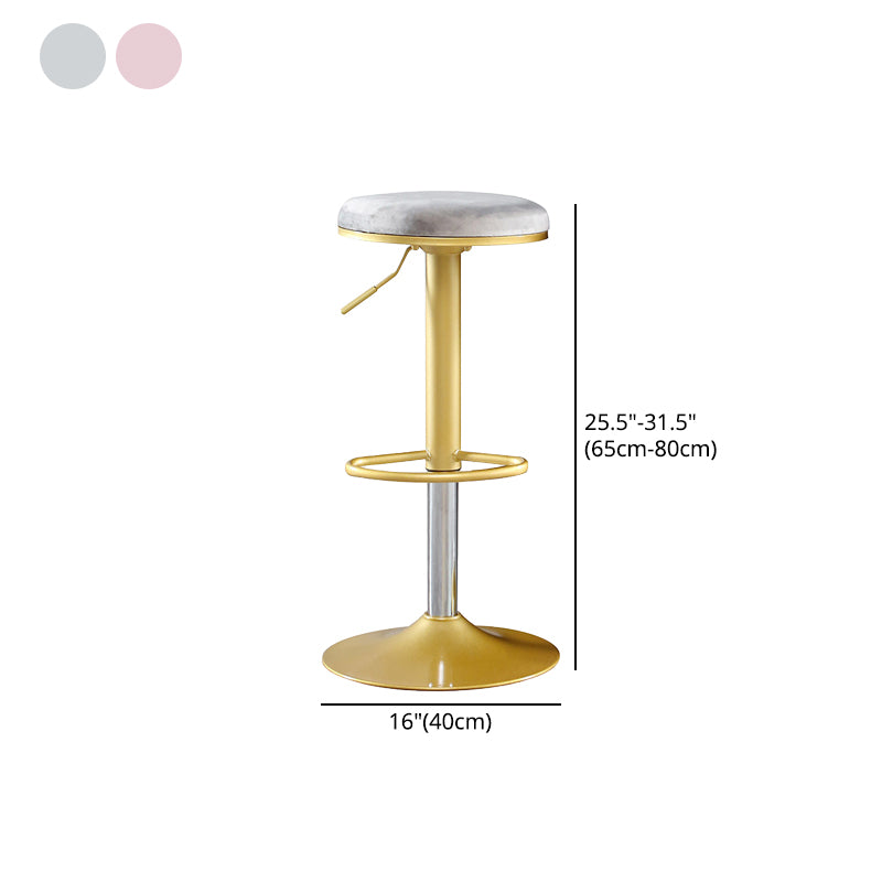 Glam Matte Finish Velvet Counter Stool Adjustable Height Footrest Barstool