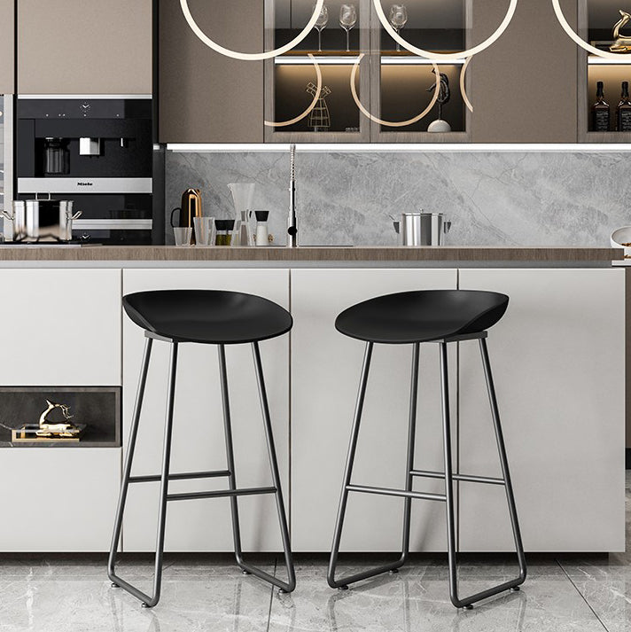 Modern Milk Tea Shop Footrest Barstool Matte Finish Plastic Stool