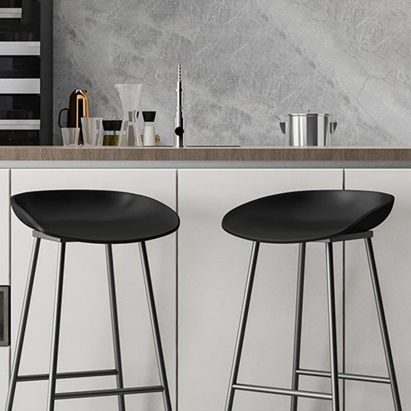 Modern Milk Tea Shop Footrest Barstool Matte Finish Plastic Stool