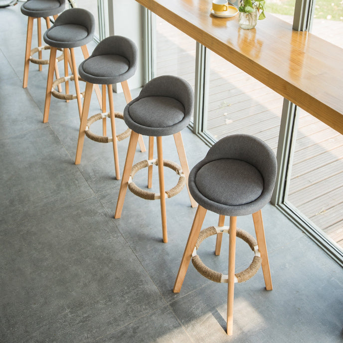 Scandinavian Matte Finish Upholstered Counter Height Stool Footrest Home Barstool