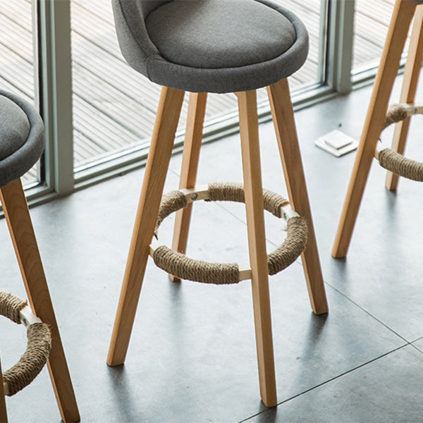 Scandinavian Matte Finish Upholstered Counter Height Stool Footrest Home Barstool