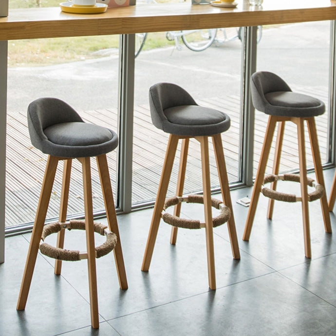 Scandinavian Matte Finish Upholstered Counter Height Stool Footrest Home Barstool