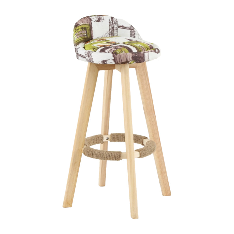 Scandinavian Matte Finish Upholstered Counter Height Stool Footrest Home Barstool