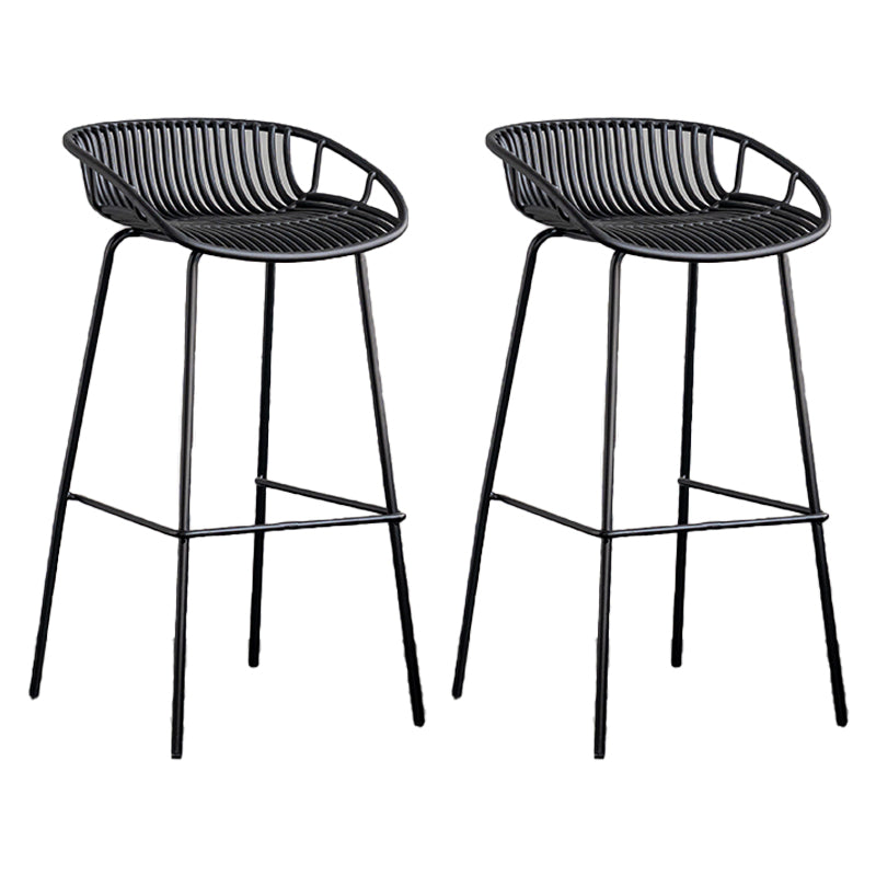 Contemporary Footrest Metal Barstool Matte Finish Restaurant Stool