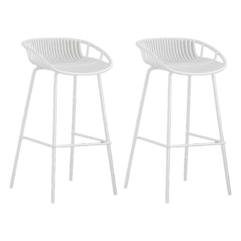 Contemporary Footrest Metal Barstool Matte Finish Restaurant Stool