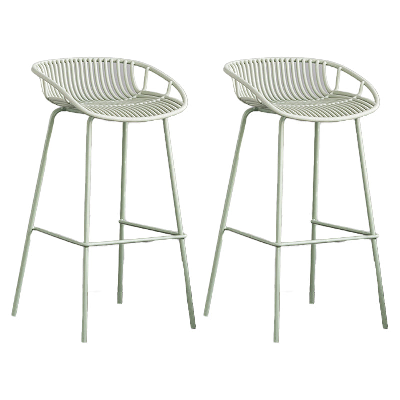 Contemporary Footrest Metal Barstool Matte Finish Restaurant Stool