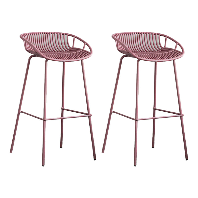 Contemporary Footrest Metal Barstool Matte Finish Restaurant Stool