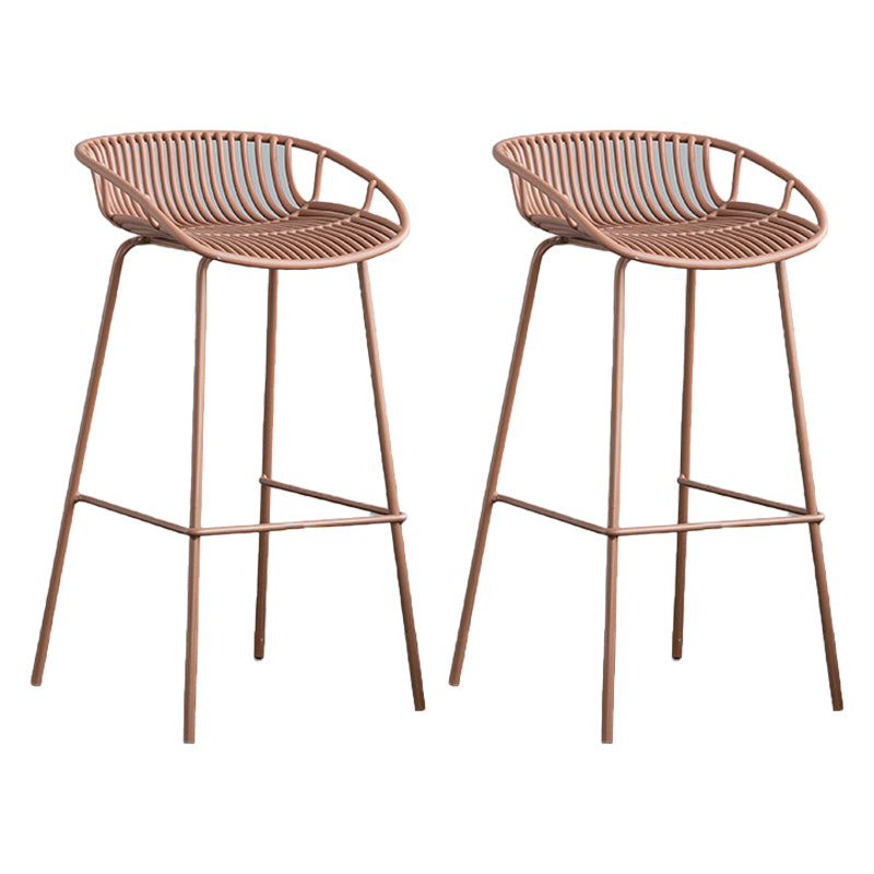 Contemporary Footrest Metal Barstool Matte Finish Restaurant Stool