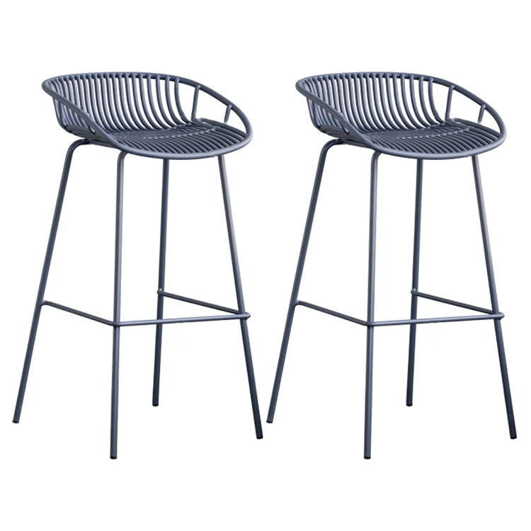 Contemporary Footrest Metal Barstool Matte Finish Restaurant Stool