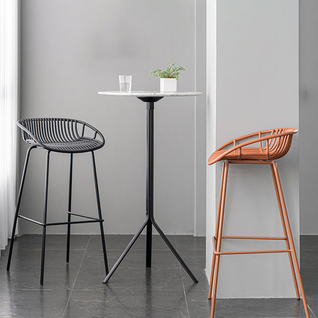 Contemporary Footrest Metal Barstool Matte Finish Restaurant Stool