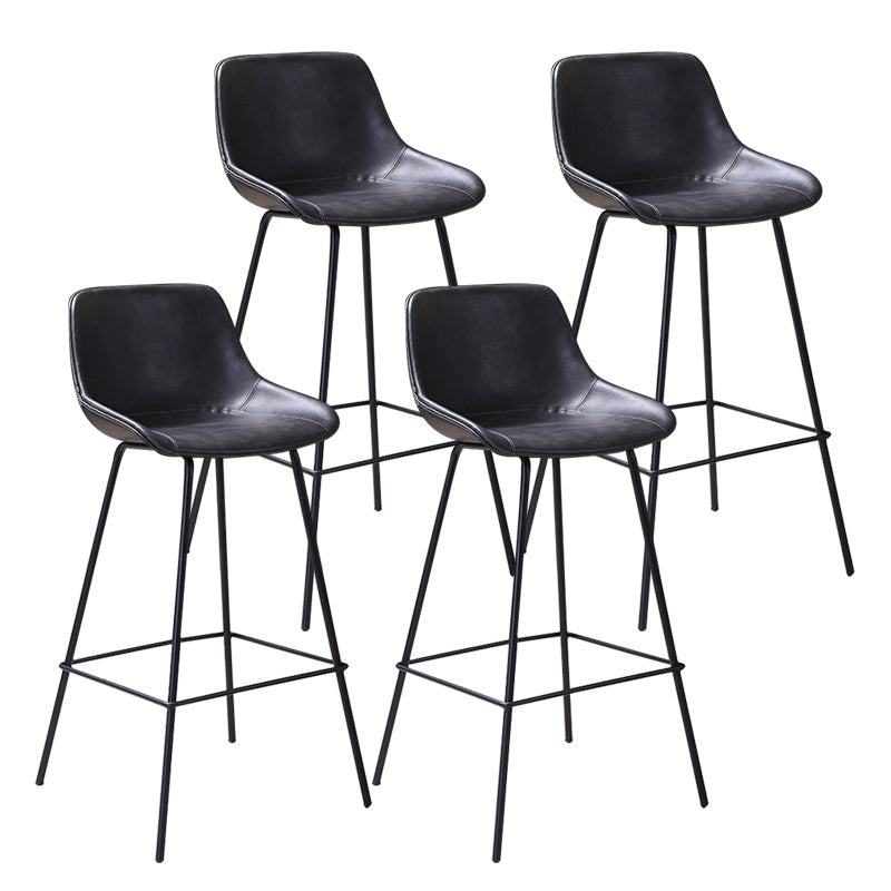 Scandinavian Coffee Shop Low Back Stool Matte Finish Leather Barstool