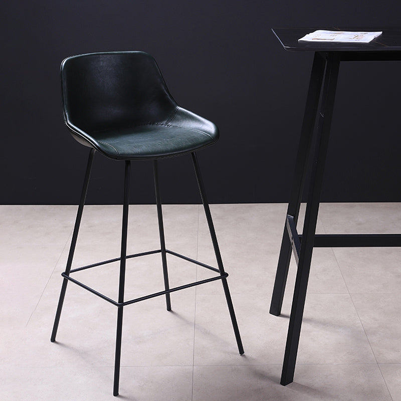 Scandinavian Coffee Shop Low Back Stool Matte Finish Leather Barstool