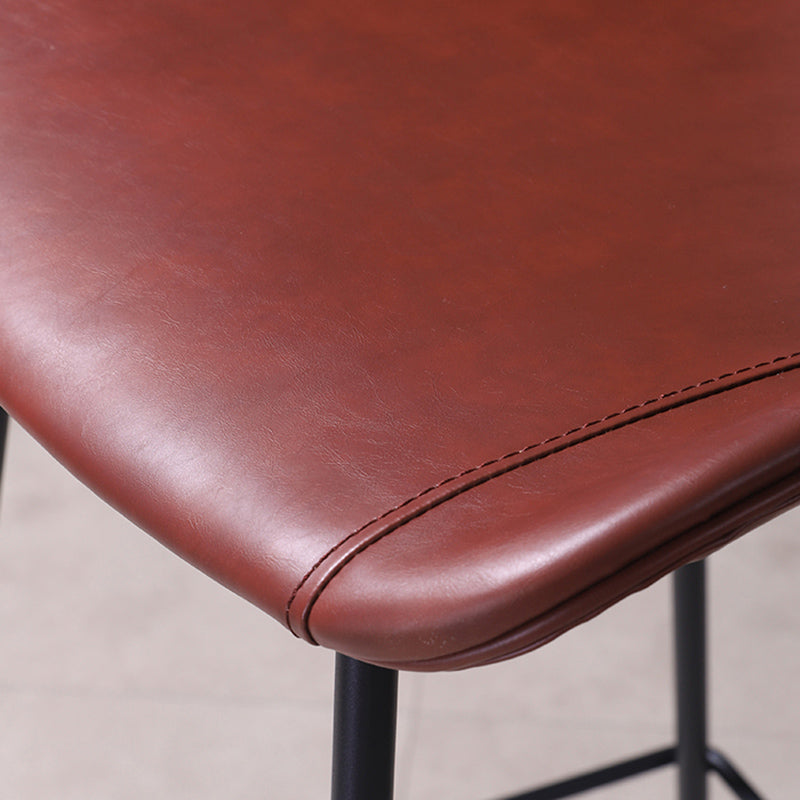 Scandinavian Coffee Shop Low Back Stool Matte Finish Leather Barstool