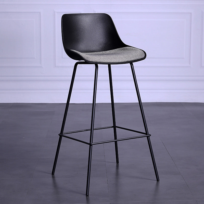 Scandinavian Coffee Shop Low Back Stool Matte Finish Leather Barstool